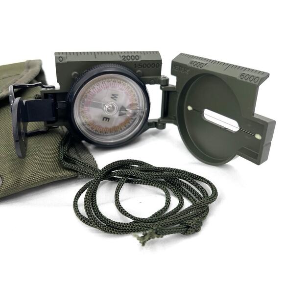 Tritium Lensatic Compass & Belt Carry Pouch Olive - Picture 2 of 7